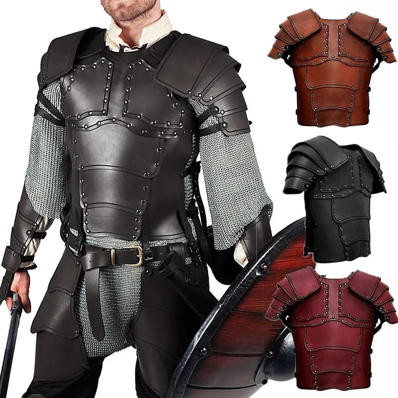 Armatura medievale in pelle per protezione del torace, cavaliere vichingo, pirata, gladiatore, costume cosplay, cappotto con pettorale in courassa LARP di Halloween