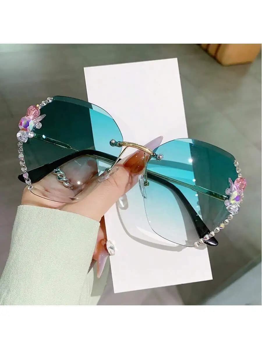 Fashion Rhinestone Geometric Sunglasses For Women Y2K Style Party Festival Daily Wear