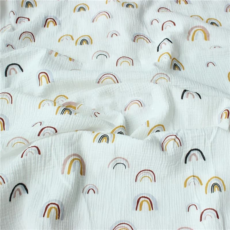 Rainbow baby Cotton fabric Double soft towelling fabric crepe sewing material fluorescent-free for baby garment