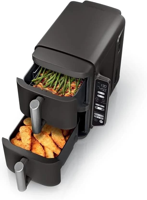 Ninja Air Fryer, 8 QT DoubleStack 2-Basket, Space Saving Design, Cooks 2lb Chicken Wings, Feeds up to 6 People, 6-in1 Air Fryer