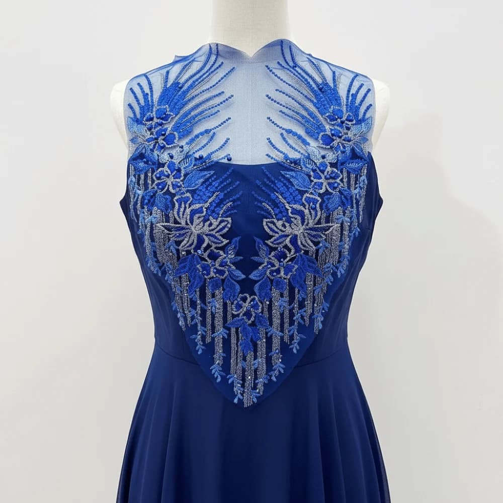 Applicazione Ricamata Floreale con Fondo in Rete, Design Floreale, Bordo in Pizzo, Applicazione Floreale da Cucire, Adesivi Fai da Te per Abiti da Sposa