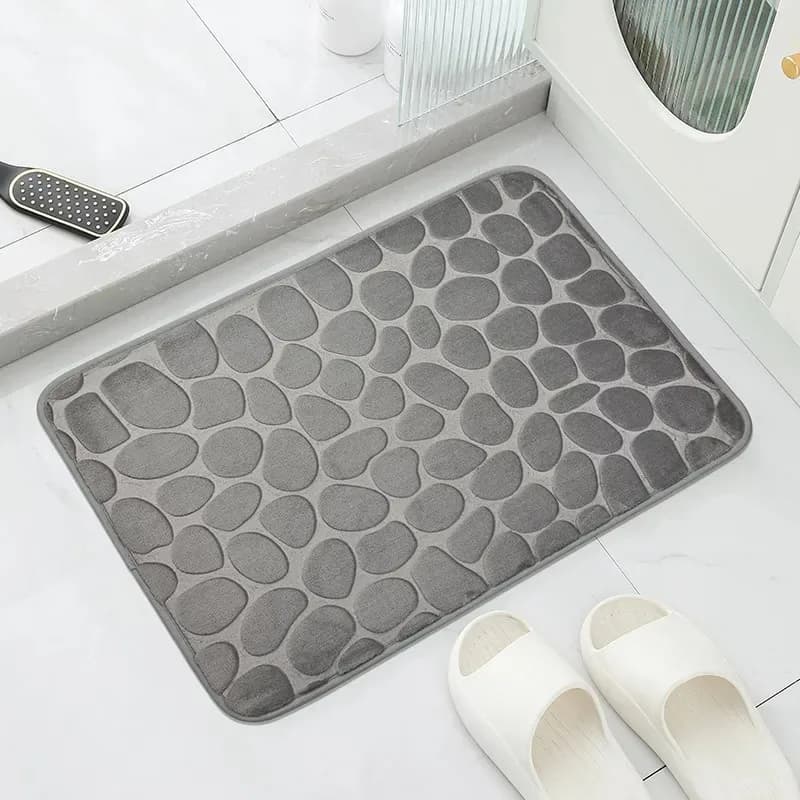 Tappetino da bagno antiscivolo in ciottoli da 1 pezzo, poggiapiedi morbido e assorbente per doccia, WC e uso domestico