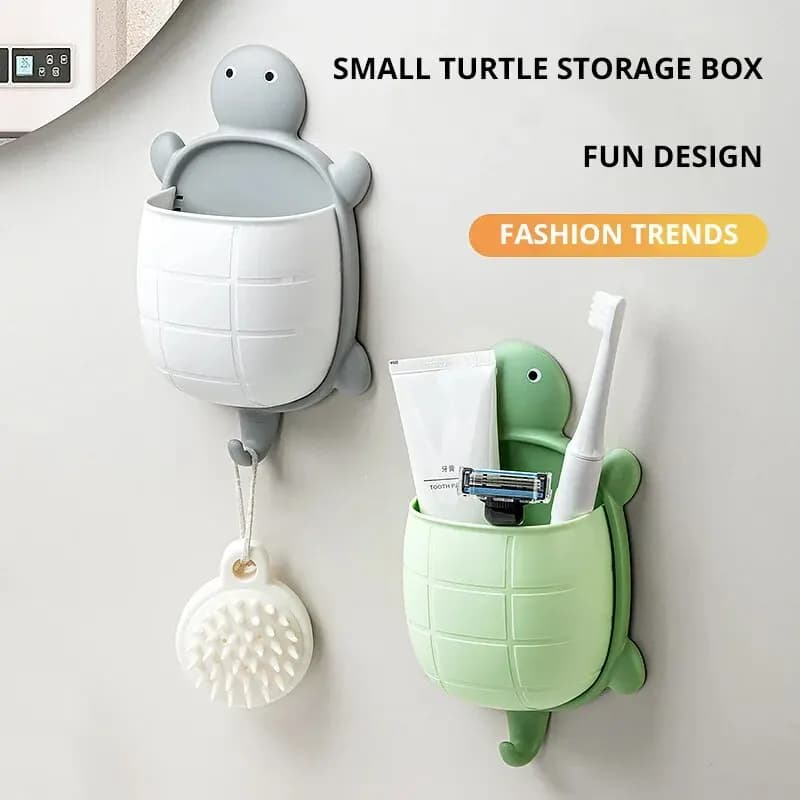 Portaspazzolino con design a tartaruga, simpatico e creativo, organizer da bagno a forma di cartone animato, portaoggetti per spazzolini da denti (1 pezzo)