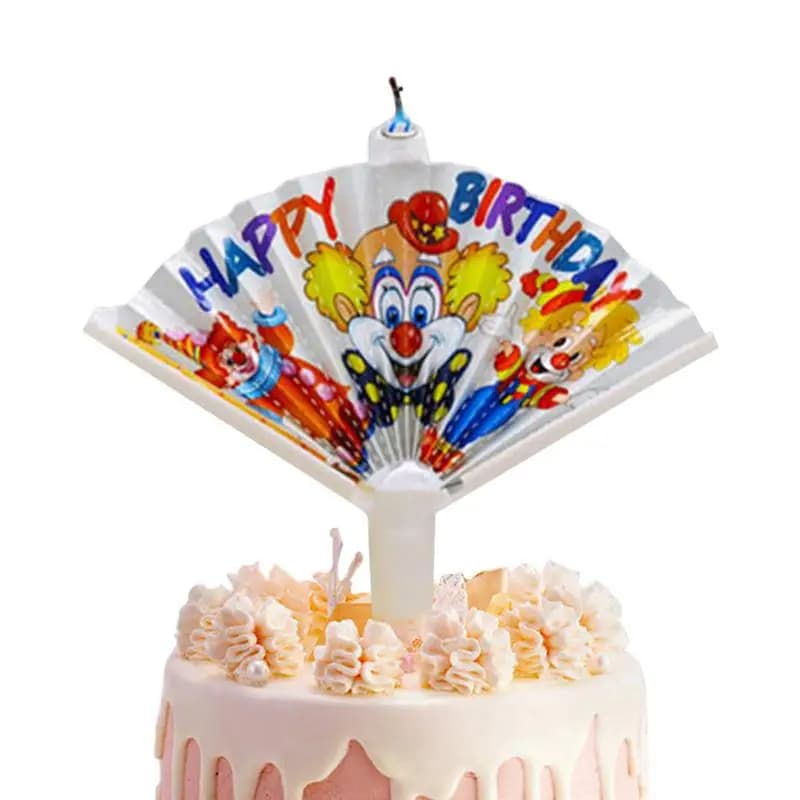 Candela a sorpresa a forma di clown con ventola, candela magica a sorpresa, candela creativa per decorazioni di torte di compleanno e feste