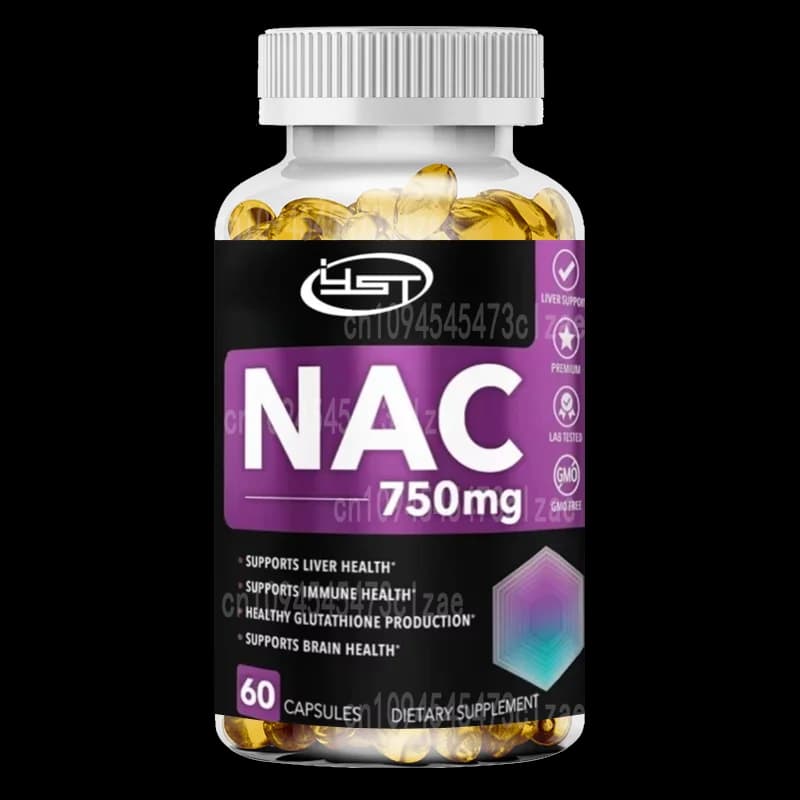 NAC Supplement 750 mg pure vitamin capsules Promotes glutathione production - Support formula for daily liver cleansing, 60 capsules