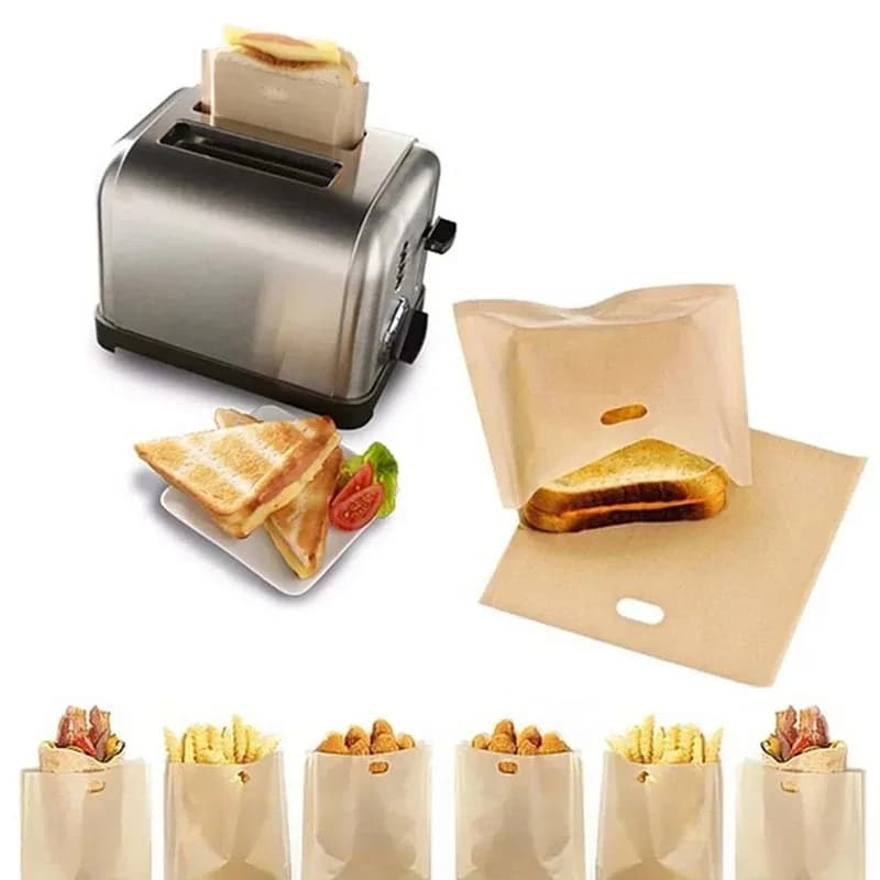 1/3/5 Sacchetti per tostapane riutilizzabili antiaderenti resistenti al calore, sacchetti caldi per panini e patatine fritte, utensili da cucina, accessori da cucina