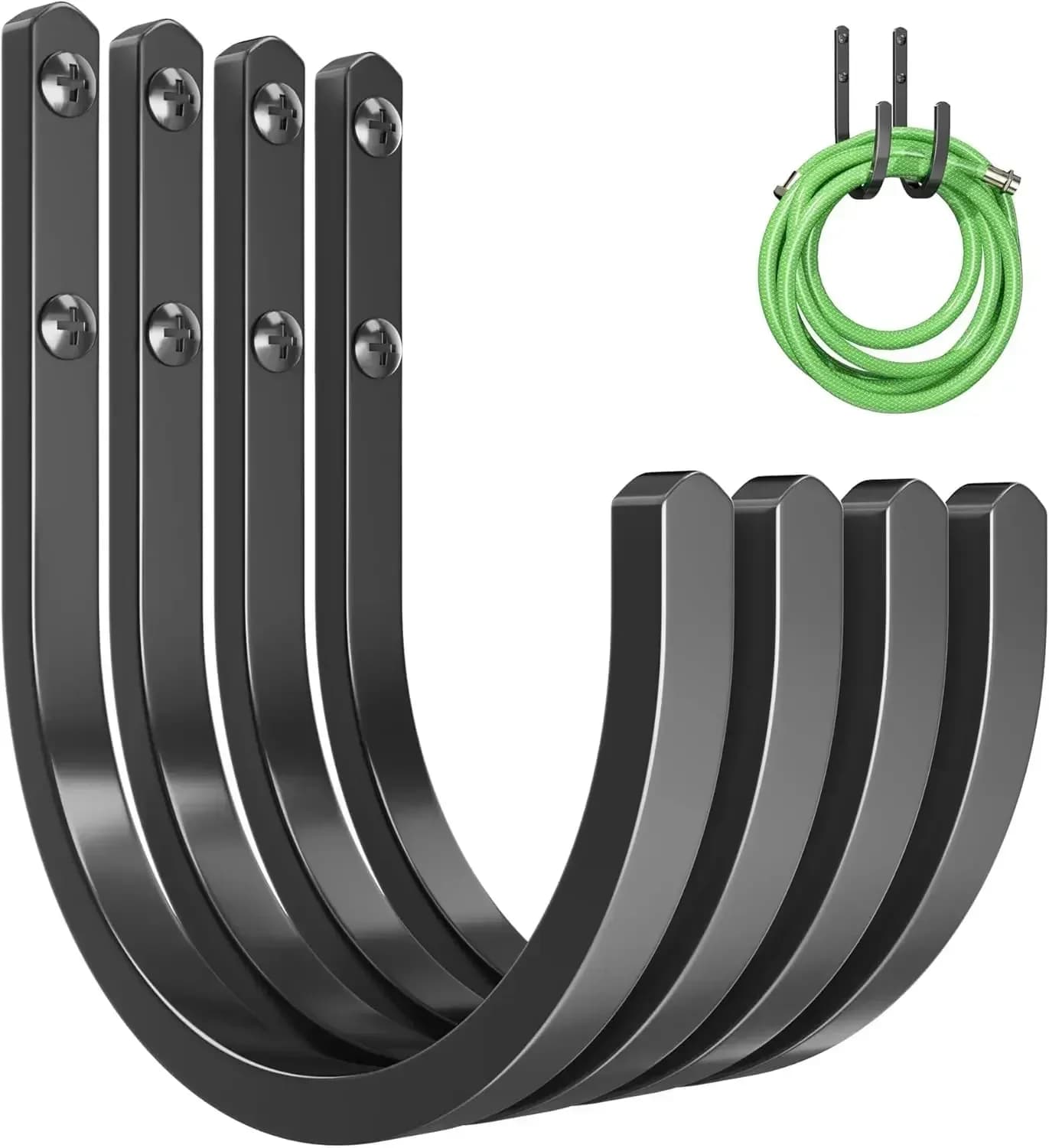 Garden Hose Holder Wall Mount - Aluminum Hose Hanger for Outside, Durable Wall-Mounted Hose Holder for Garden & Outdoor Use（4 Ho