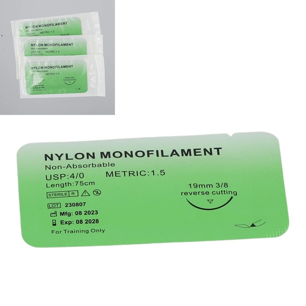 4/0 Medical Monofilament Thread Nylon Silk Veterinary Practice Suture Kit Non-injured for Medical Students Education
