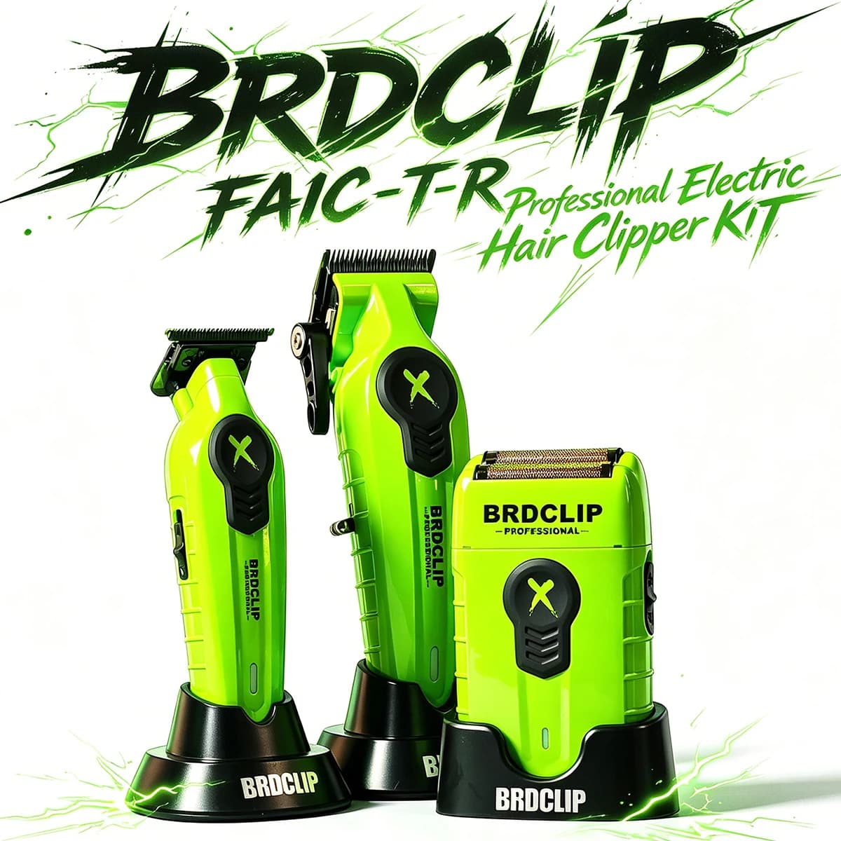 2026 BRDCLIP Tagliacapelli Elettrico Professionale con Lama DLC e Base per Barbiere, Macchina per Sfumature e Intaglio FA1C-T-R X