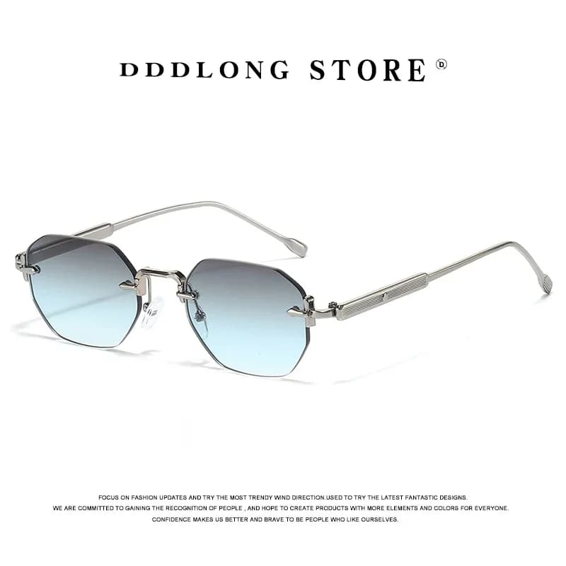 Retro Rimless Punk Y2k Sunglasses for Women and Men Vintage UV400 Outdoor Sun Shades