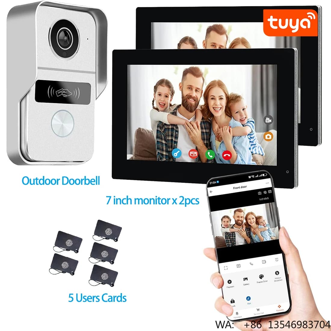 Sistema Videocitofonico a 2 Fili con 1 Telecamera e 2 Monitor Touch Screen da 7 Pollici, Supporto Sblocco Remoto e Comunicazione Bidirezionale
