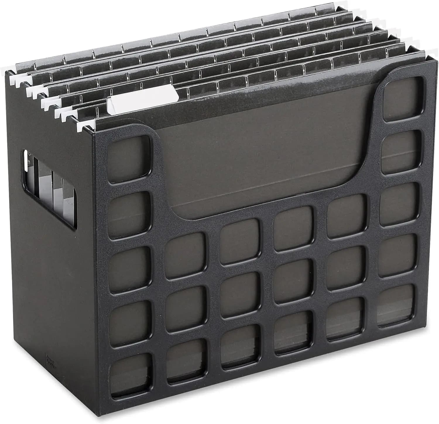 Organizzatore Portatile da Scrivania per Documenti con Cartelle Sospese, Maniglie Laterali, Formato Letter, Nero per Uso Domestico e Ufficio