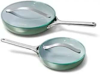 Ca Ceic Fry Pan Duo with Glass Lids | Non-Stick Frying Pans (10.5" and 8"), Non-Toxic, PTFE and PFOA Free, Oven Safe