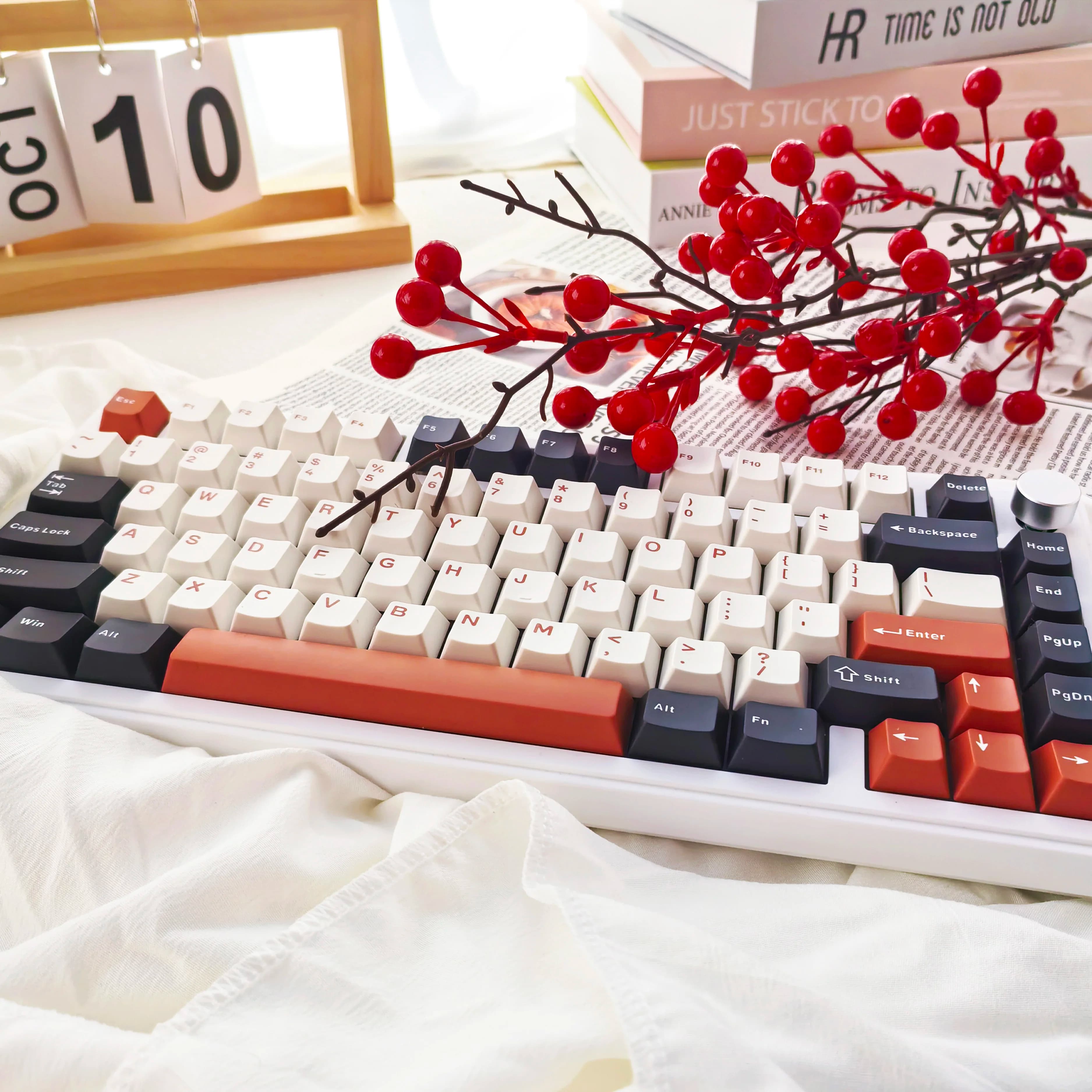 128 keys Orange Ink Double Shot PBT Copritasti Cherry Profile Covers for Switches Gateron MX Mechanical Keyboard