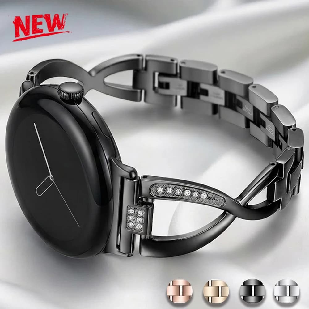 Cinturino in Acciaio Inossidabile per Google Pixel Watch 4 3 2 1, Bracciale da Donna con Catena in Metallo Diamantato Regolabile, Accessori