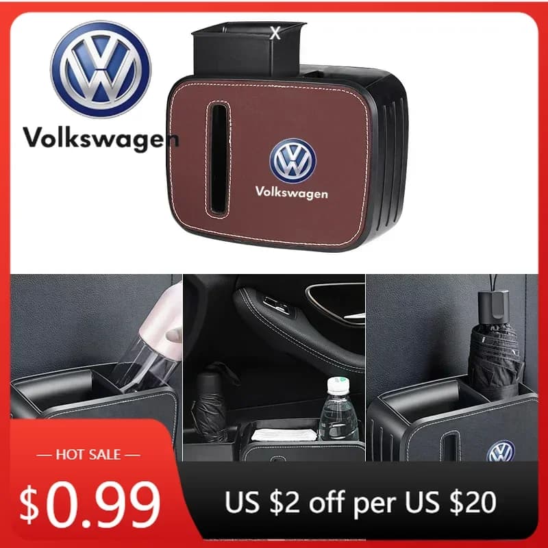 Per VOLKSWAGEN VW 2025 Per VW POLO Cestino Multifunzionale da Sedile Posteriore Auto Scatola Portaoggetti Per Volkswagen VW Jetta Polo T4 T5 T6 Sha