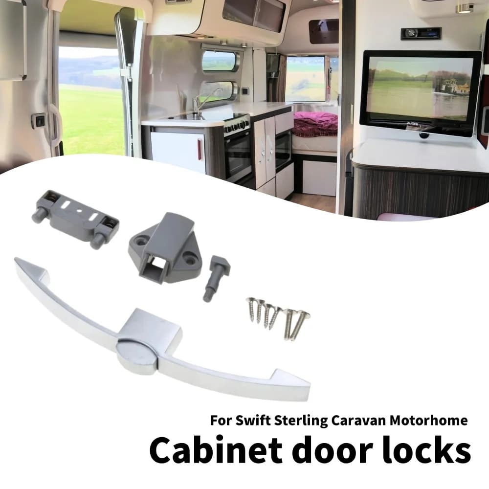 Maniglia per cassetto per porta dell'armadio RV da 1 pezzo con pulsante di ricambio per serrature per porte dell'armadio per camper Swift Sterling