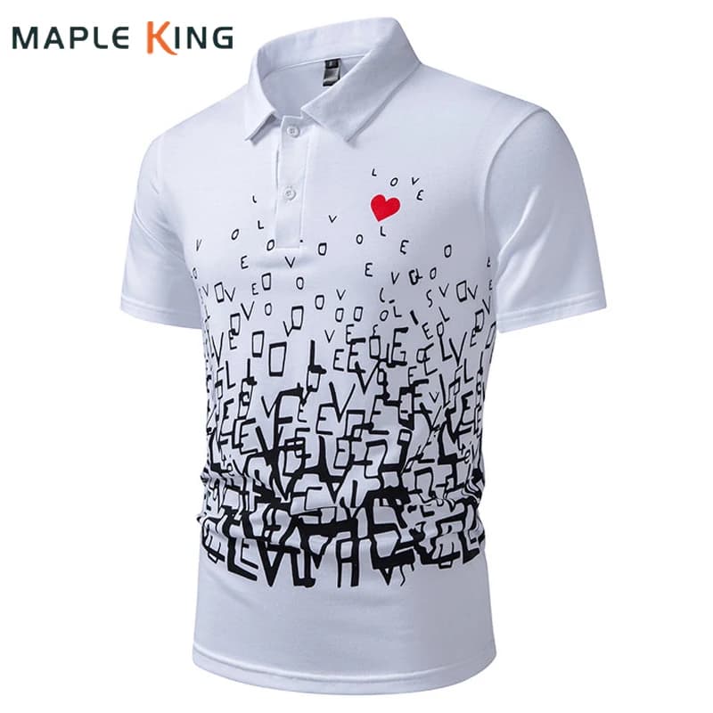 Polo da Uomo Elegante Estivo 2026 a Maniche Corte con Stampa Love - Abbigliamento Casual da Golf e T-shirt da Uomo