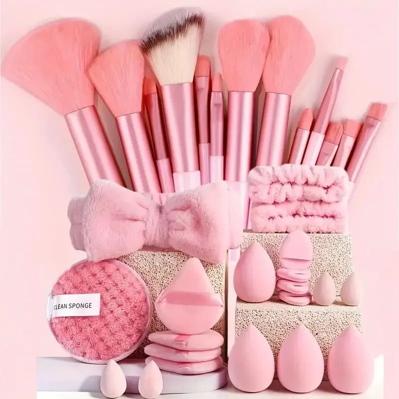 Professional 13/33 piece makeup brush set with leather accessories combined with soft brushes, suitable for beginners