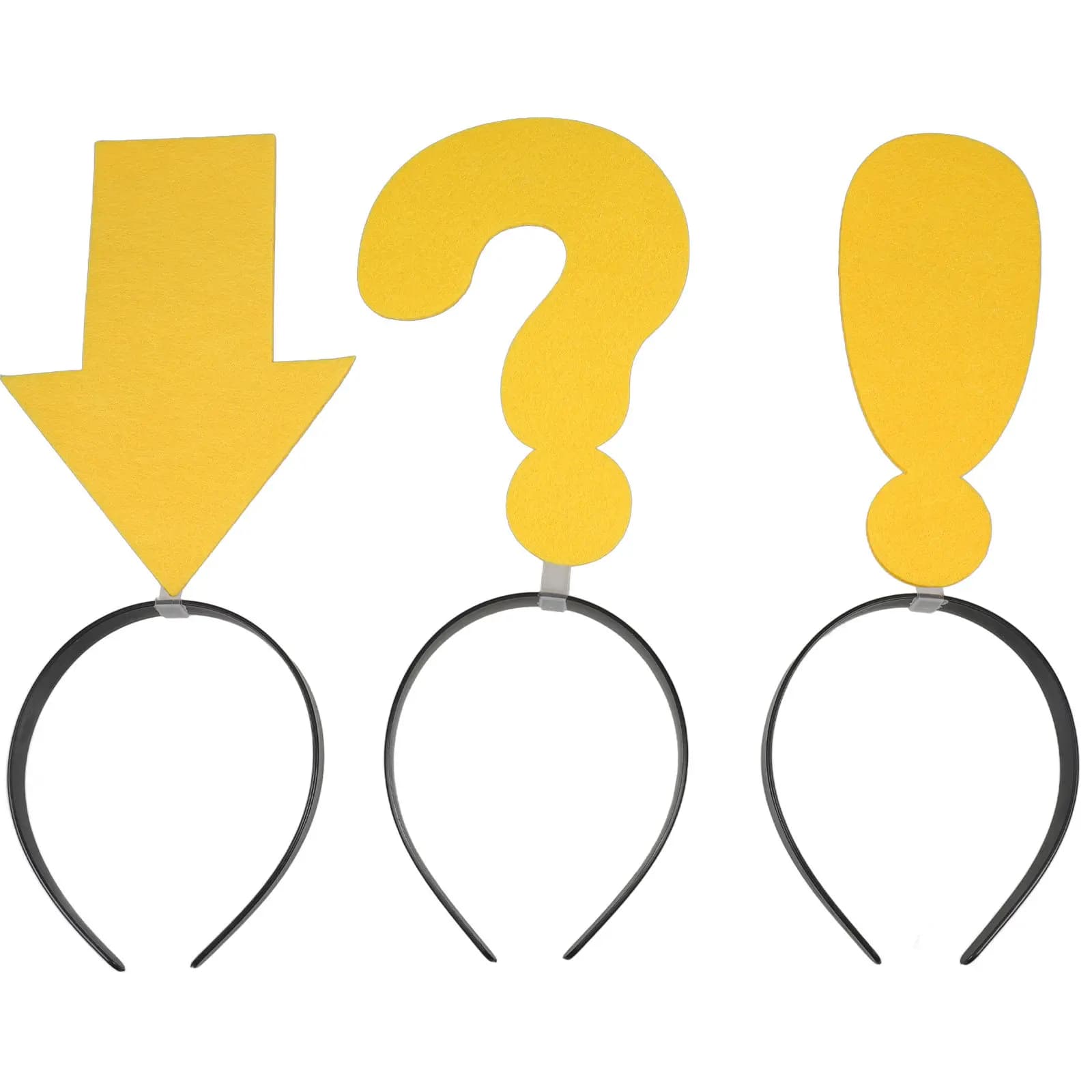 Set di 3 Adorabili Fasce per Capelli con Freccia Gialla e Simbolo di Punto Interrogativo, Accessori Divertenti per Feste, Servizi Fotografici ed Eventi sul Palco