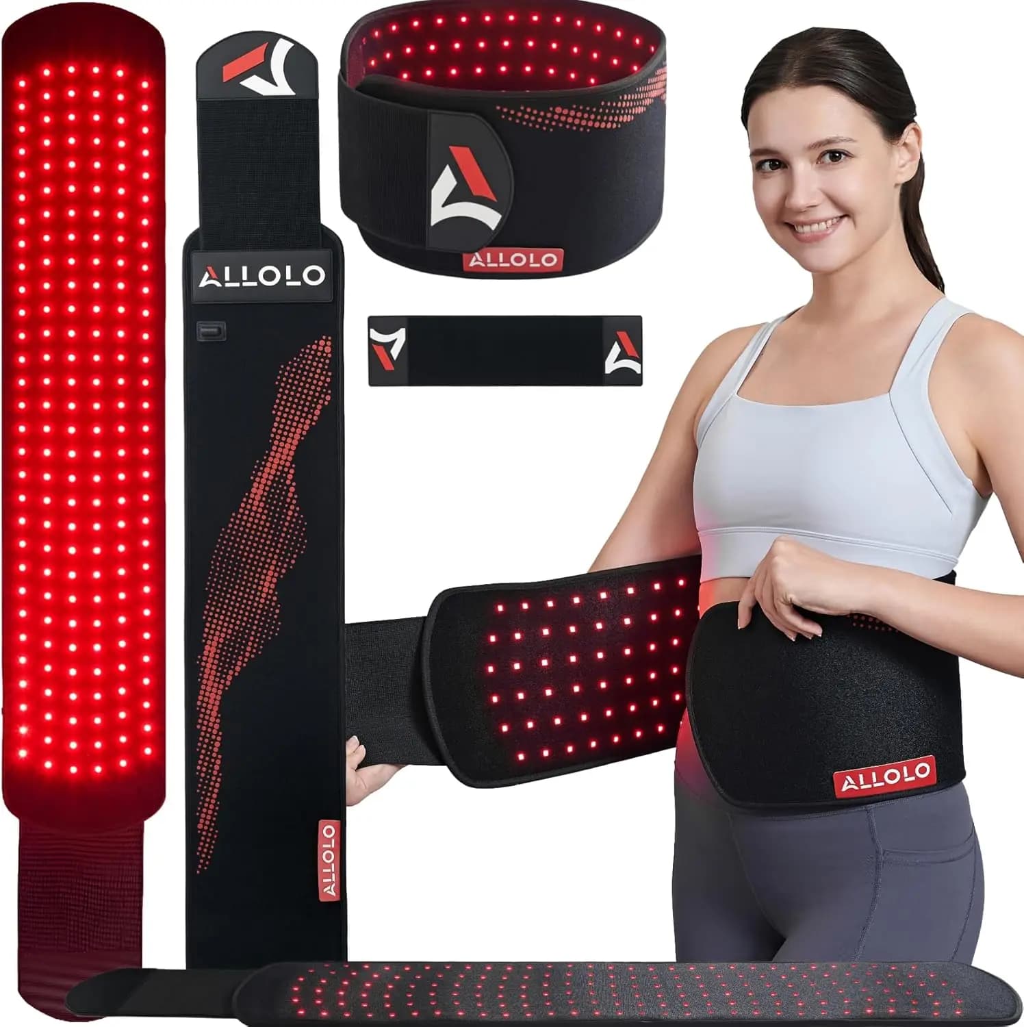 Cintura per Terapia a Luce Rossa Grande 39x7.7in con 180 LED 660nm e 850nm per il Corpo, Fascia Regolabile Portatile