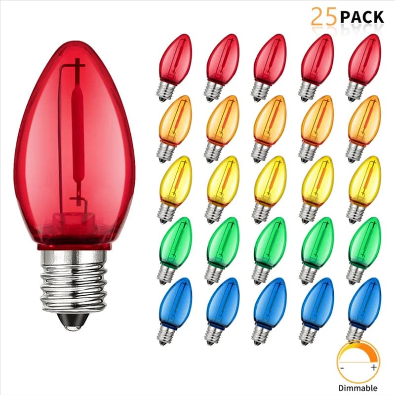 【B07R】Mini lampadina LED in plastica infrangibile per decorazioni natalizie 25 pezzi candele multicolori per feste sul tetto del giardino
