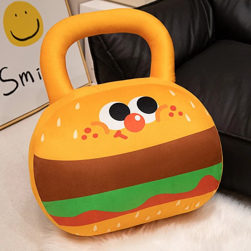 Cuscino per adulti, decorazione per la casa, supporto lombare, a forma di manubrio/kettlebell, morbido e in peluche, per ufficio, auto, letto, divano