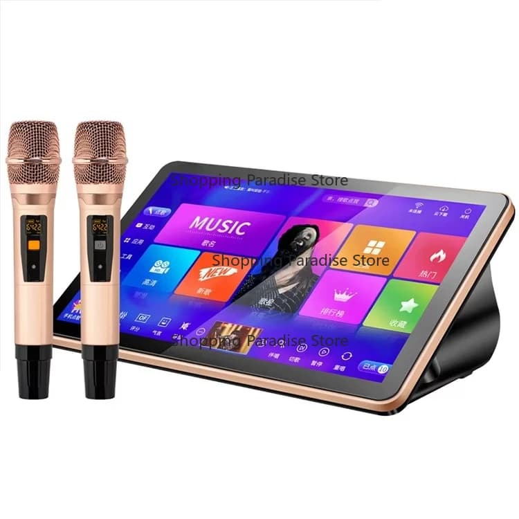 Set Karaoke KTV con Schermo Touch da 18,5'', Jukebox da 8TB con Amplificatore e Microfoni, Sistema Karaoke Completo