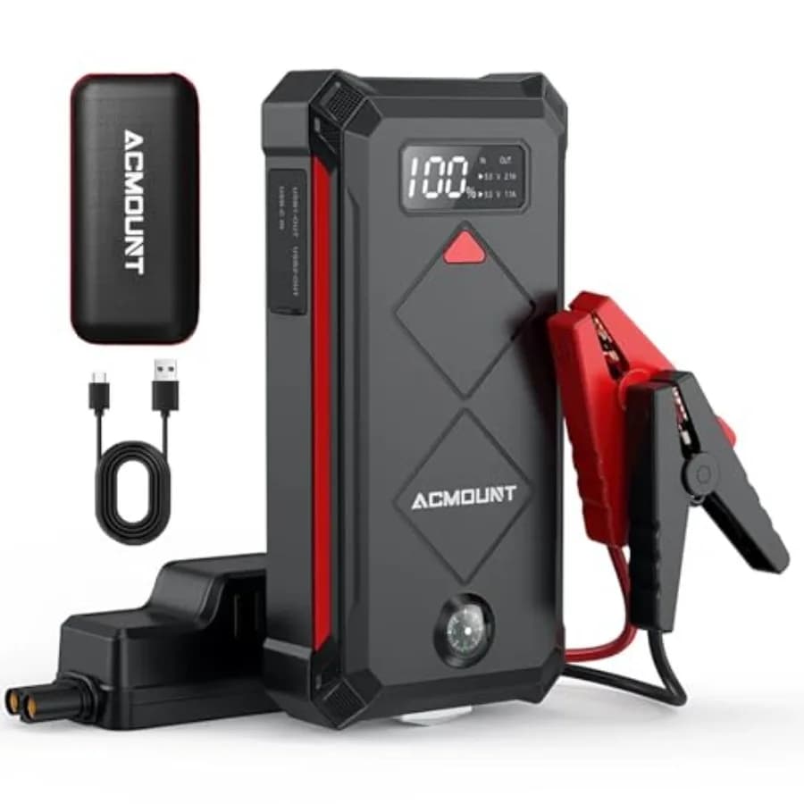 Avviatore di Emergenza per Auto 5000A Peak, Batteria al Litio Portatile per Motori Benzina fino a 10.0L o Diesel fino a 8.0L, Sicuro, 12V