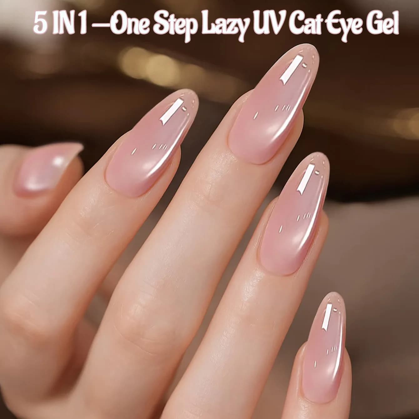 1pcs PSK Ice Transparent Pink Glass Beads 5 In 1 One-Step UV Cat Eye Gel Nail Polish 2026 Popular Whitening Pink Gel Nail Art