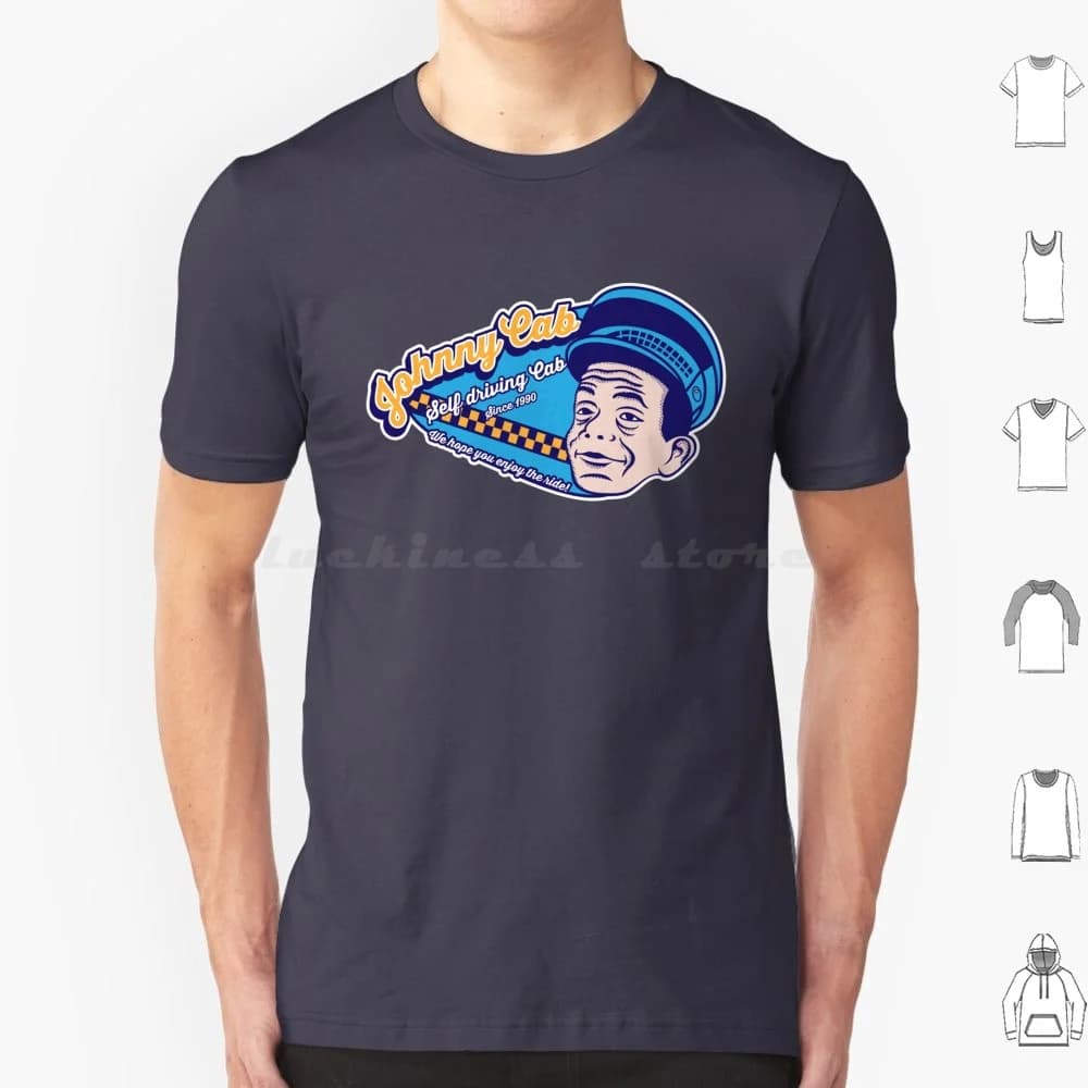 Johnnycab T Shirt 6xl Cotone Cool Tee Johnny Cab Taxi Taxi Servizio Sci Fi Parodia Film anni '90 Geek Nerd Trend Top Cultura pop