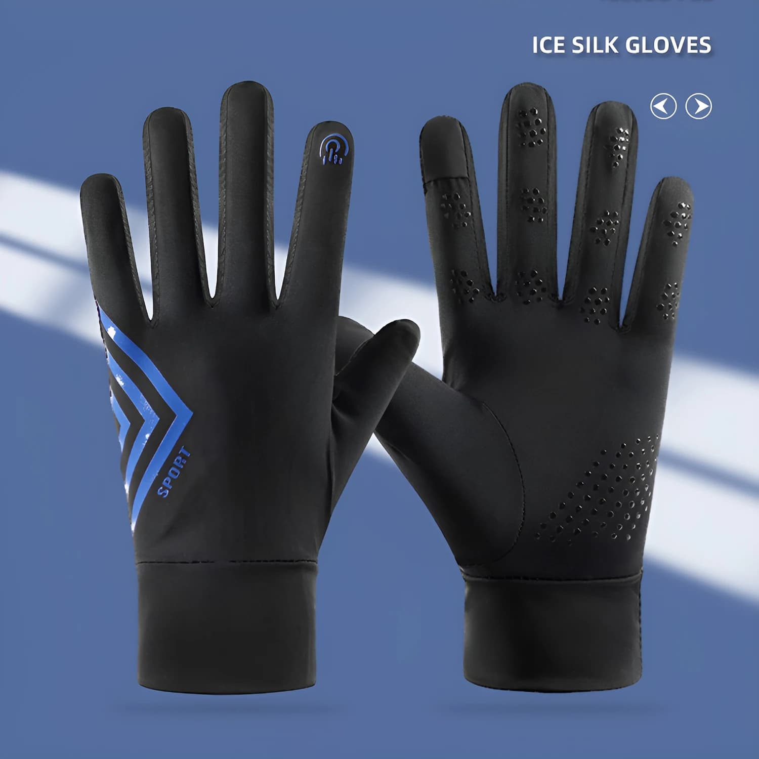Light racing gloves, breathable anti-slip gloves UV summer sun protection anti-slip gloves Touchscreen in ice silk