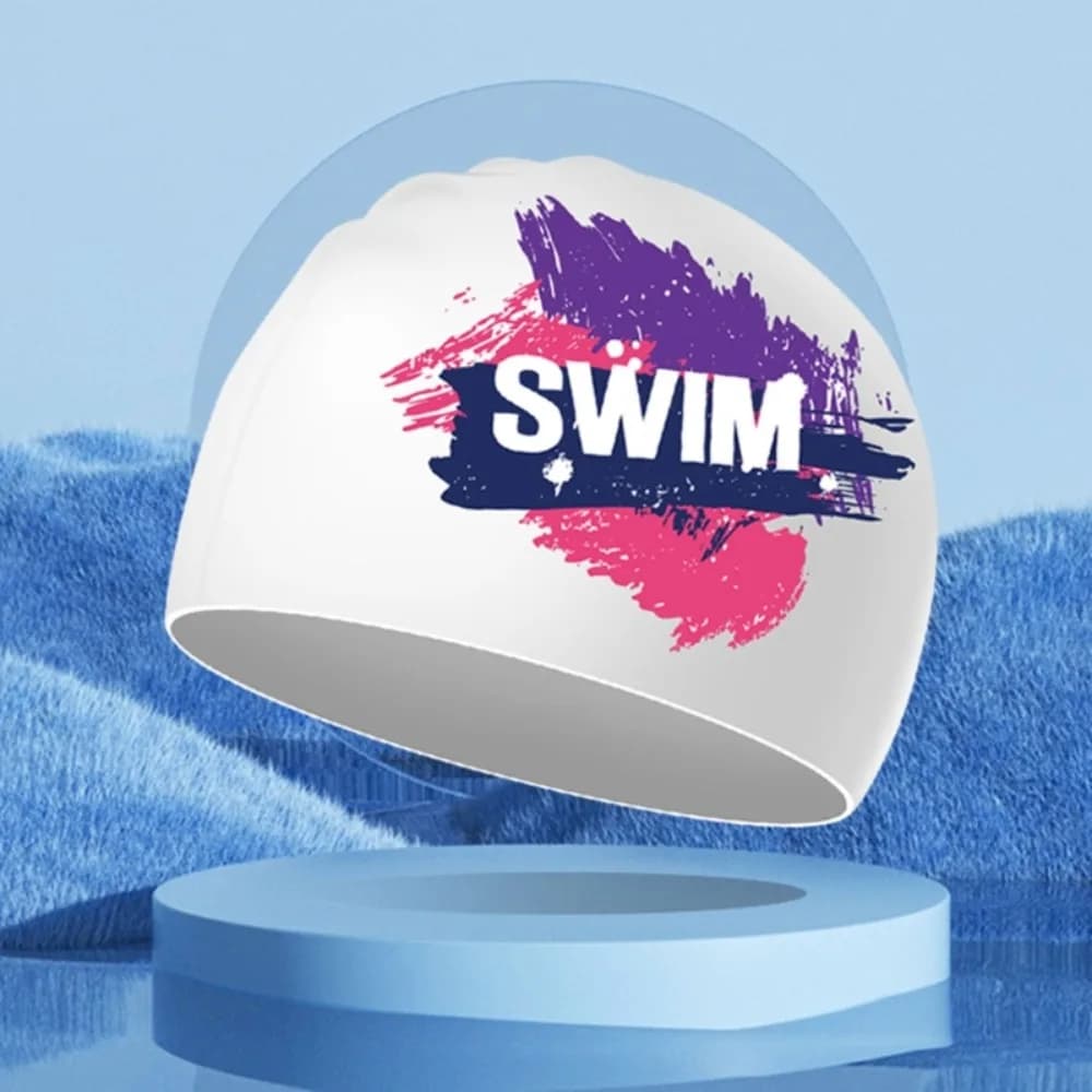 Durable Long Hair Silicone Ears Protect Letter Letter Swim Cap Swimming Caps Elastic Diving Hat Silicone Swimming Hat