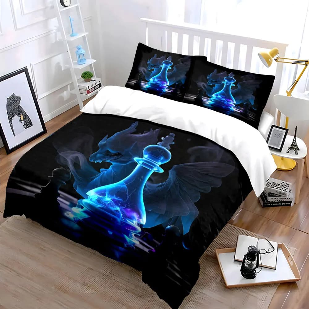 Fantasy Chess Set Decoration Soft Skin-Friendly Bedding Set Includes 1 Duvet Cover And 2 Pillowcase, Gift
