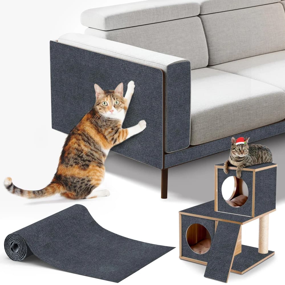 Trimmable Furniture Protector for Couch Sofa Wall Cat Trees Durable Scratch Pad with Nano Tape Climbing Carpet for Indoor Cats