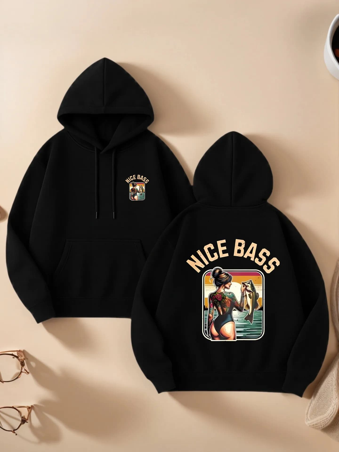 Felpa con cappuccio grafica da donna, stampa grafica vintage, estetica casual, tessuto morbido, abbigliamento casual quotidiano, per giovani uomini