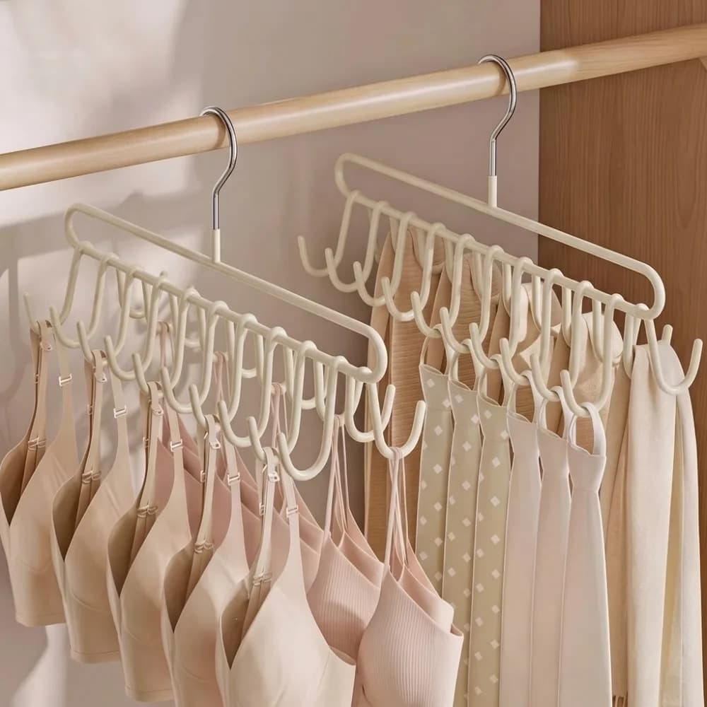 2PCS Practical 20 Hooks Camisole Bra Hook Space Saving Non-slip Clothes Hanger Metal Clothes Drying Rack Closet Organizer