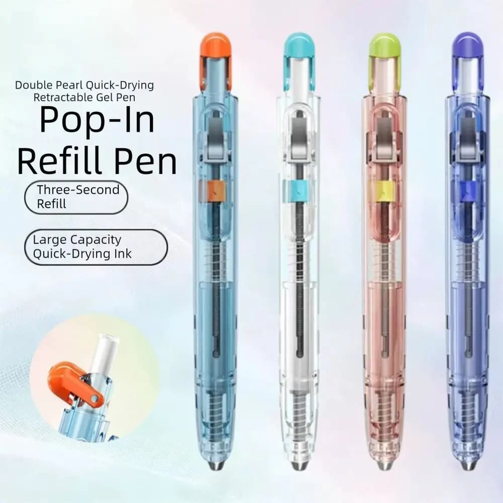 New Plastic Gel Pen Smooth Writing Click Mechanism Ballpoint Pen Black Ink Lightweight Black Pen School Stationery