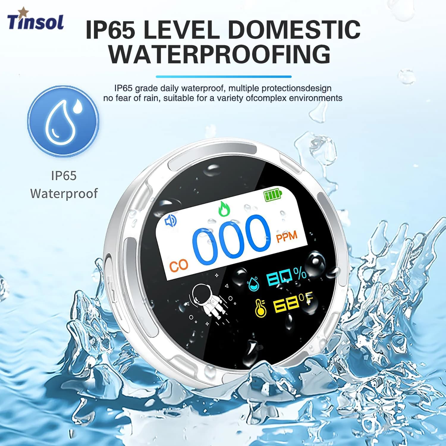 New Mini Carbon Monoxide Tester 2.1-inch Display Detector Multifunctional Meter Electrochemical Sensor IP65 Air Quality Meter