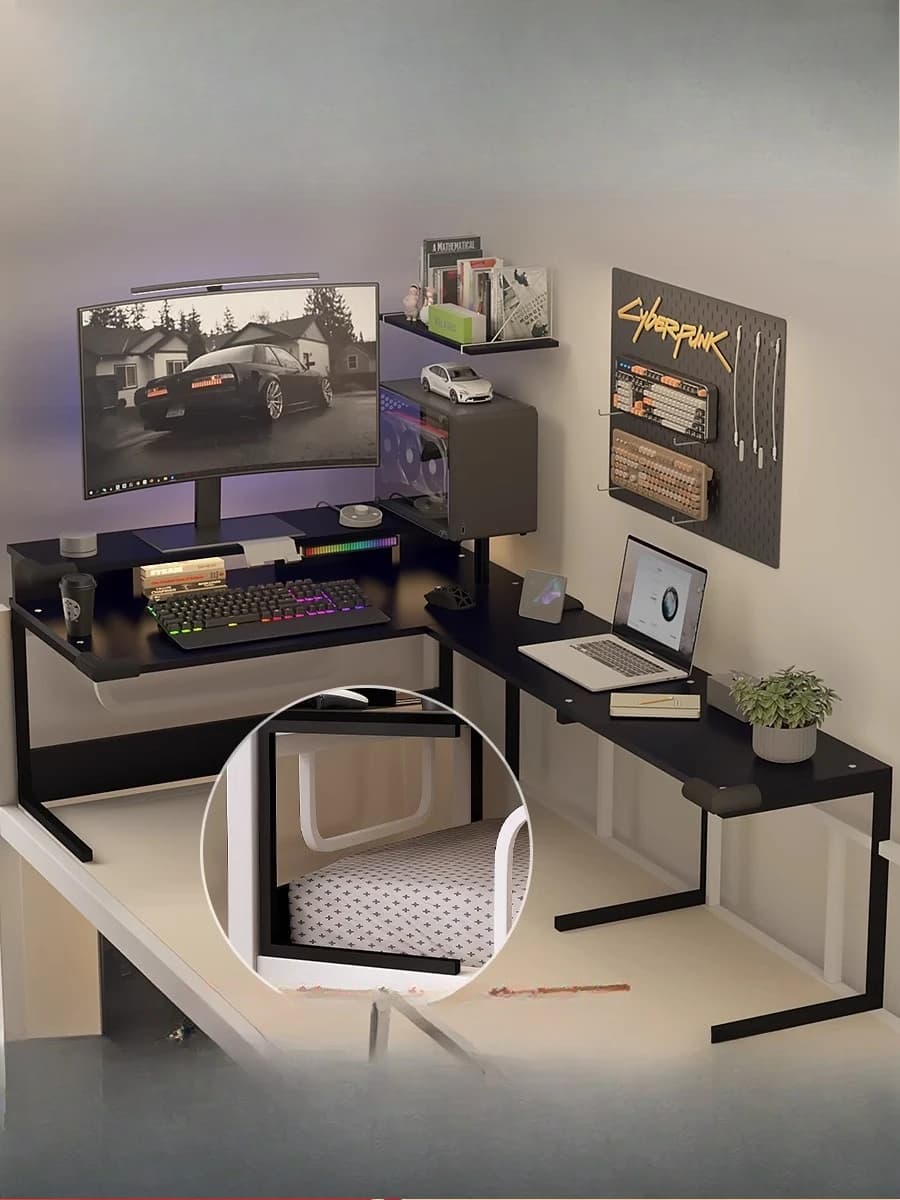 Letto sospeso scrivania per computer tavolo ad angolo studente universitario dormitorio artefatto tavolo da gioco desktop