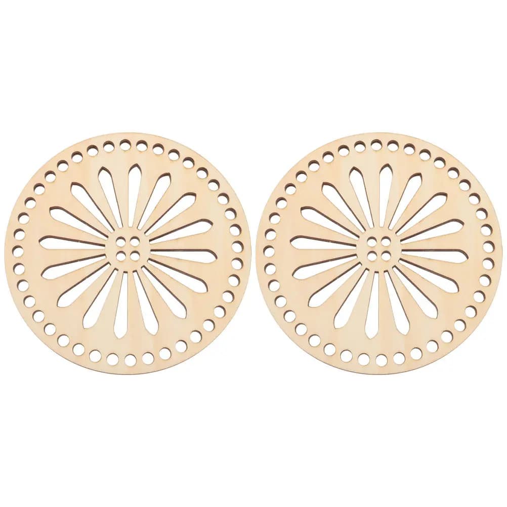 2 Pezzi Base in Legno per Fondo Cesto all'Uncinetto, Supporto Modellante per Borsa Fai da Te, Materiale in Legno Naturale per Progetti Artigianali di Tessitura per Borse e Borsette
