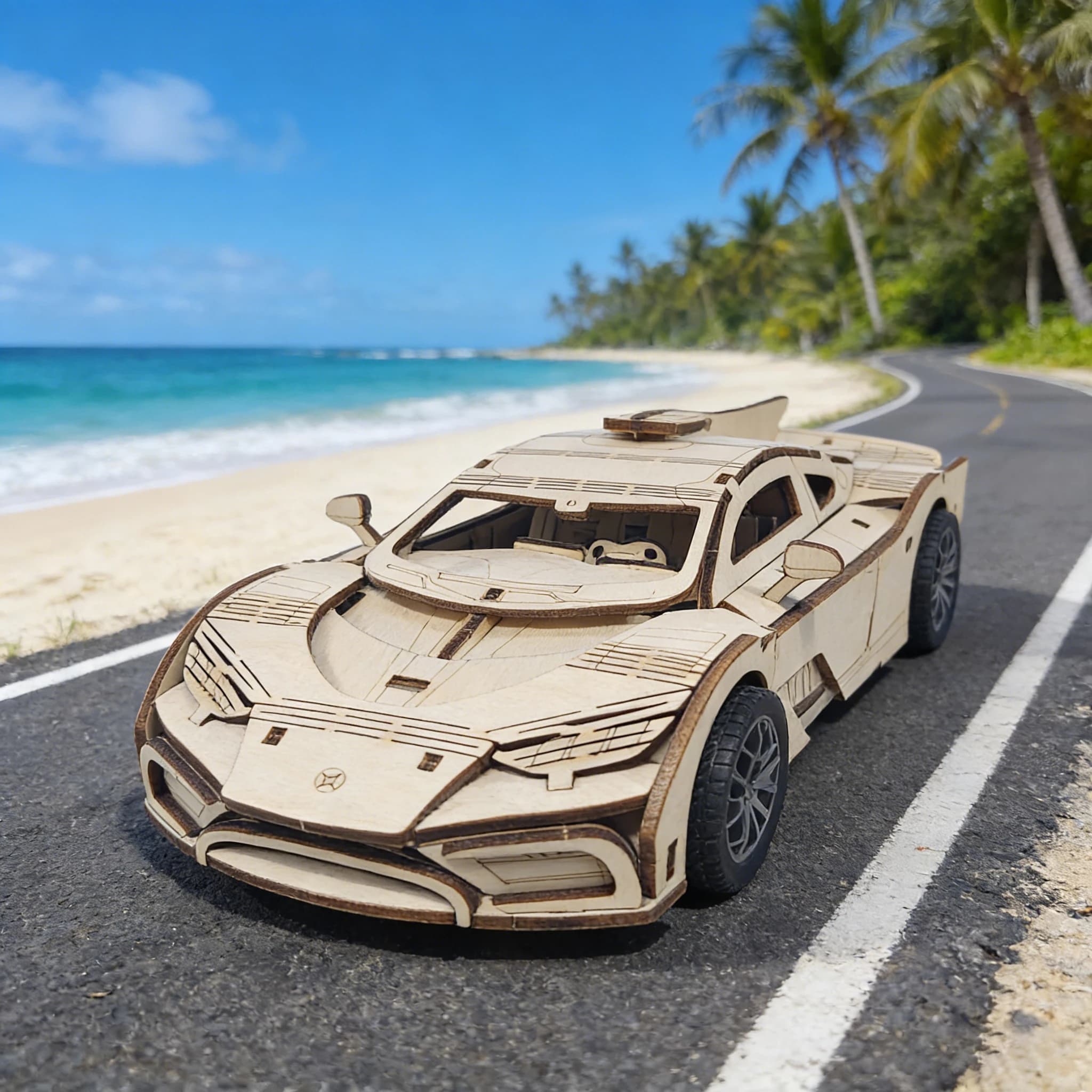 3D car wood puzzle, laser cut DIY kit and mechanical vehicle models: the perfect choice for home and office furniture or as decoration.
