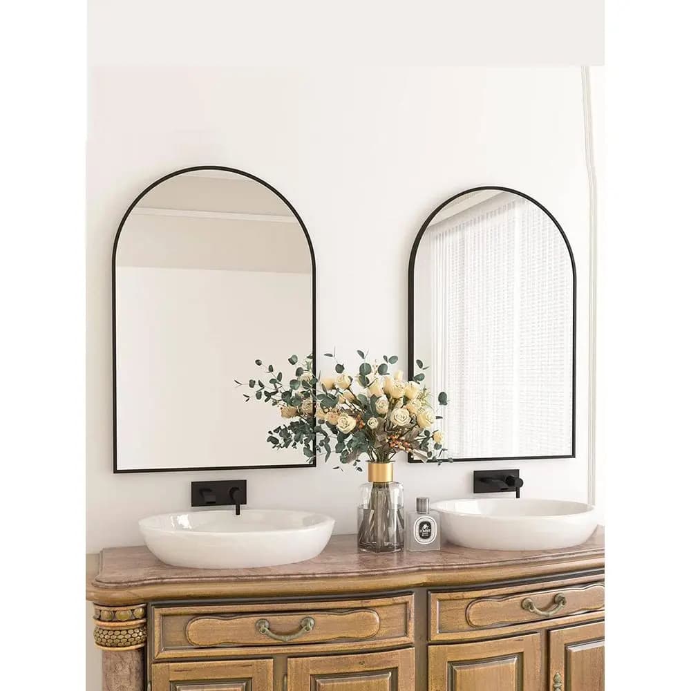Specchio da parete per bagno, specchio da trucco dorato con cornice in metallo per camera da letto, soggiorno, ingresso, decorazione da parete
