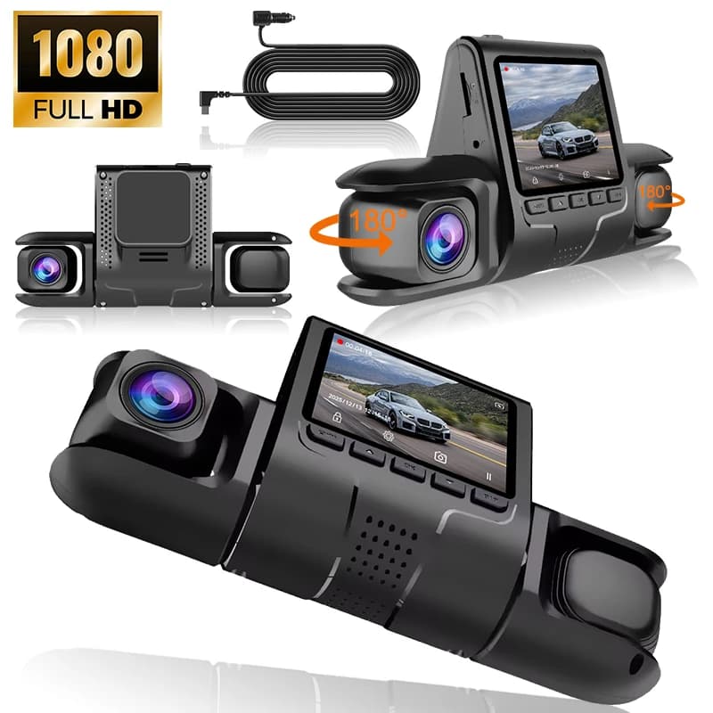 Telecamera da cruscotto a 2 canali per auto, scatola nera, videoregistratore 1080P, telecamera posteriore per veicoli, DVR per auto, accessori auto