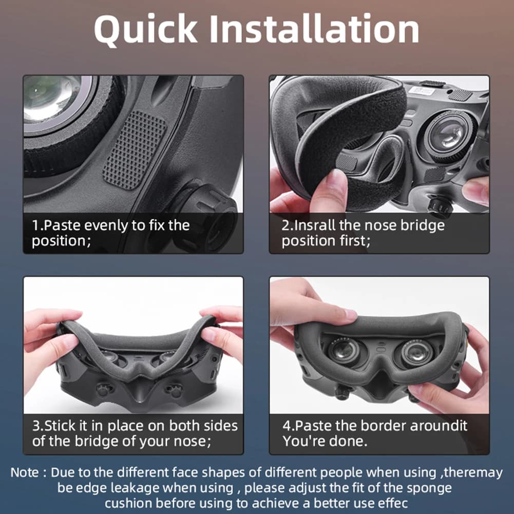 Sponge Eye Pad Comfortable Face Cushion Cover Anti-Light Leakage Face Padding Accessories Eye Mask Pad for DJI AVATA Goggles 2