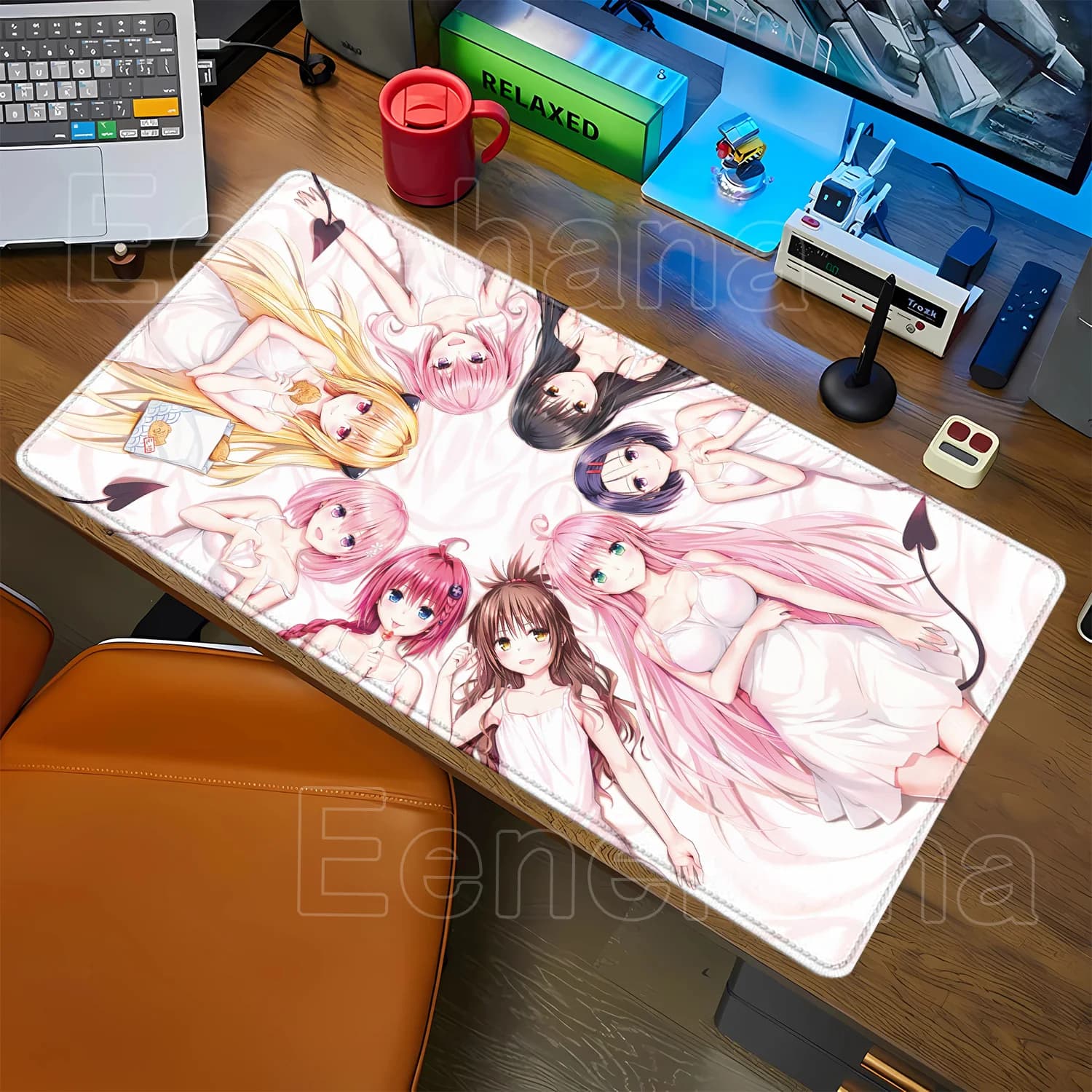 Tappetino per mouse To Love Ru Anime sexy girl hentai 900x400mm, grande tappetino da gioco per PC, tappetino da scrivania con stampa HD per tastiera da gioco e ufficio.
