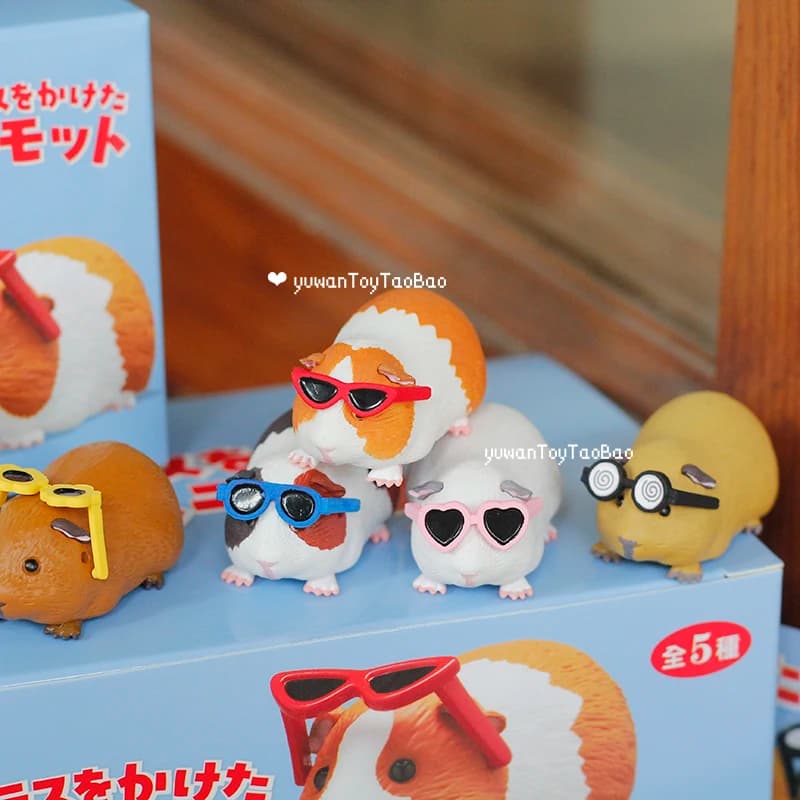japan KITAN Guinea pig wearing sunglasses action figures toys trendy car dashboard ornament kid surprise box Anime figure Model