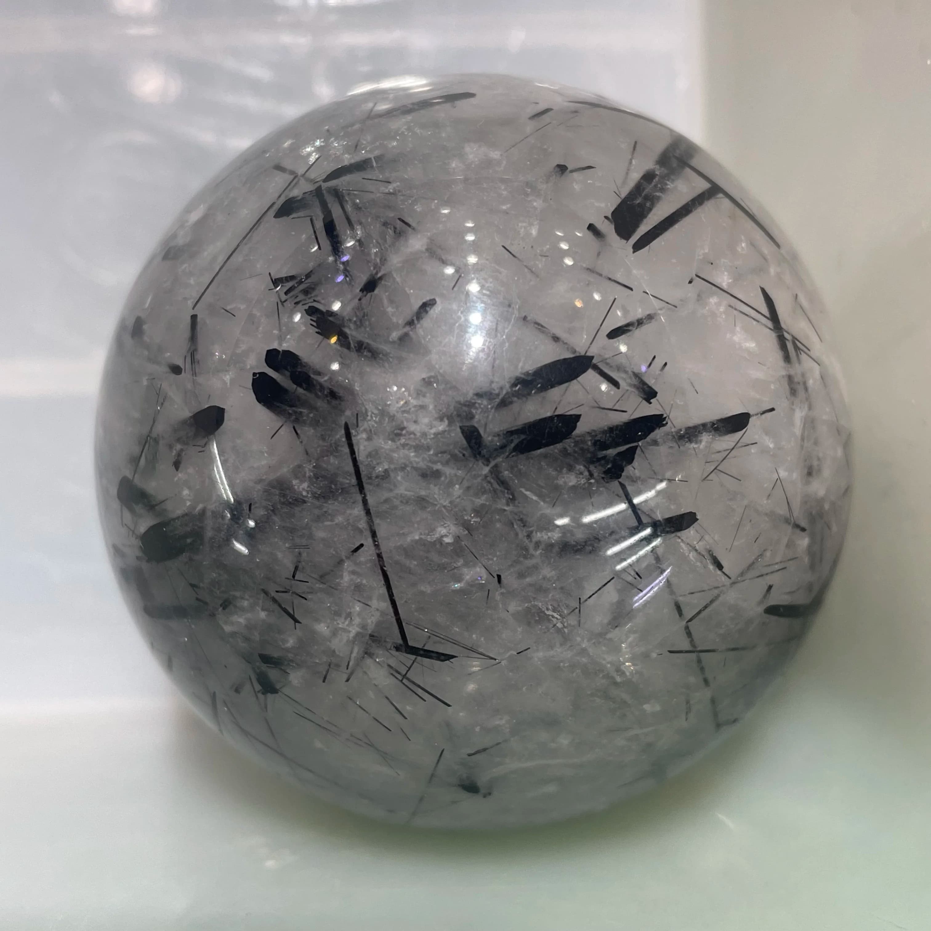 5-7 cm Tormalina nera naturale Capelli rutilati Sfera di cristallo di quarzo Pietra curativa Sfere Collezione Arredamento e decorazione