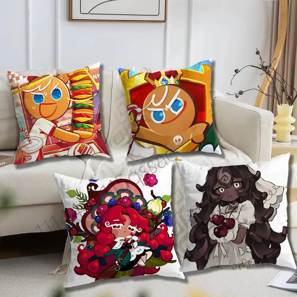 White lily C-Cookie Run Kingdom Pillow cases Organic Linen Pillow Case Double-Sided Print Cushion Cover for Sofa Home Decor Gift