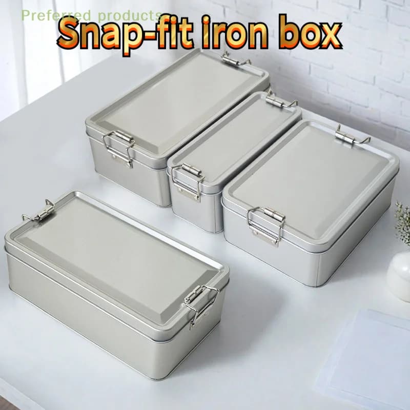 Rectangular Tinplate Cookie Tins with Lid Dustproof Home Kitchen Desktop Storage for Candy Coffee Tea Jewelry Chocolate